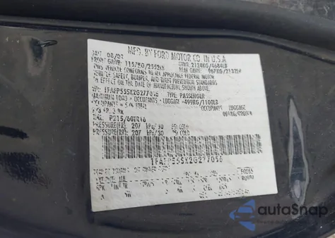 2002 Ford Taurus Ses z USA, uszkodzony, nr VIN 1FAFP55SX2G277056